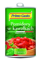 Melissa Primo Gusto Tomatera Pomidory bez skórki krojone z bazylią w puszce 400 g