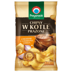 Przysnacki Chipsy w kotle prażone Cheddar z czerwoną cebulą 125g
