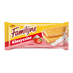 Familijne Wafle o smaku truskawkowo-śmietankowym 180 g