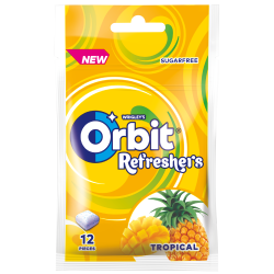 Orbit Refreshers Tropical Guma do żucia bez cukru 26g (12 drażetek)