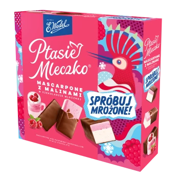 E.Wedel Ptasie Mleczko® mascarpone z malinami w czekoladzie mlecznej 340g