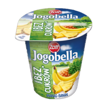 Zott Jogobella bez dodatku cukrów Classic ananas-banan/pieczone jabłko/jagoda/malina mix jogurtów 150 g