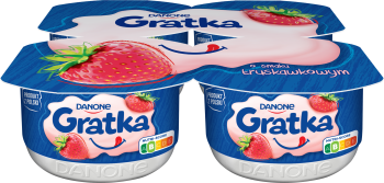 Danone Gratka o smaku truskawkowym Deser 4 x 115 g = 460 g