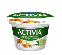 Activia Jogurt naturalny ze zbożami orzechami i miodem 165g
