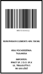 'Rum Phraya Elements 40% 700 ml