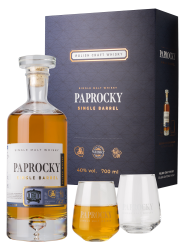 'Whisky Paprocky Single Barrel 40% 700 ml zestaw z 2 szklankami