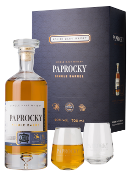 'Whisky Paprocky Single Barrel 40% 700 ml zestaw z 2 szklankami