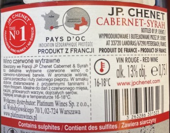 'JP Chenet Oryginal Cabernet Syrah 13% 0,75L