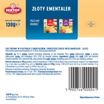 Ser topiony Złoty ementaler plastry 130 g SERTOP
