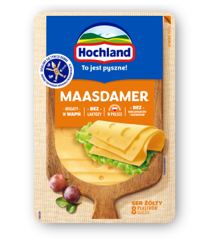 Hochland Maasdamer ser żółty w plastrach. Ser podpuszczkowy dojrzewający 135 g