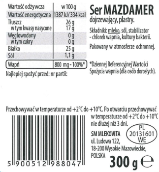 Mlekovita Ser Mazdamer plastry 300g