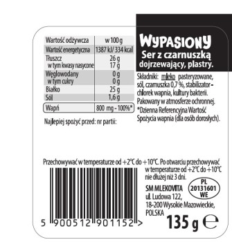 Mlekovita Ser Wypasiony z czarnuszką plastry 135g