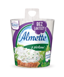 Almette z ziołami bez laktozy. Puszysty serek twarogowy bez laktozy. Pasteryzowany. 150 g