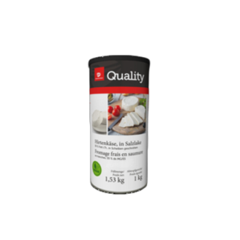 TGQ Ser pasterski, dojrzewający w zalewie solankowej 55% tłuszczu w suchej masie, krojony w krążki ok. 4-5 szt. Zawiera mleko 1kg