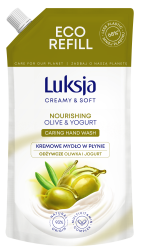 Luksja Creamy &amp; Soft Kremowe mydło w płynie Oliwka i Jogurt 400 ml opakowanie uzupełniające