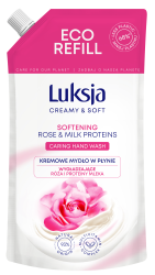 Luksja Creamy &amp; Soft Kremowe mydło w płynie Róża i Proteiny mleka 400 ml opakowanie uzupełniające
