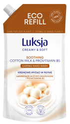 Luksja Creamy &amp; Soft Kremowe mydło w płynie Mleczko bawełniane i Prowitamina B5 400 ml opakowanie uzupełniające