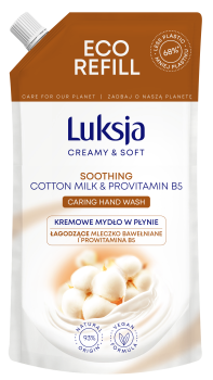 Luksja Creamy &amp; Soft Kremowe mydło w płynie Mleczko bawełniane i Prowitamina B5 400 ml opakowanie uzupełniające