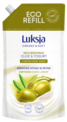 Luksja Creamy &amp; Soft Kremowe mydło w płynie Oliwka i Jogurt 900 ml opakowanie uzupełniające