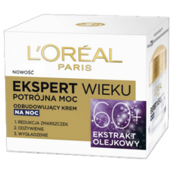 L'Oréal Paris Ekspert Wieku 60+ Przeciwzmarszczkowy krem odbudowujący na noc, pojemność 50 ml