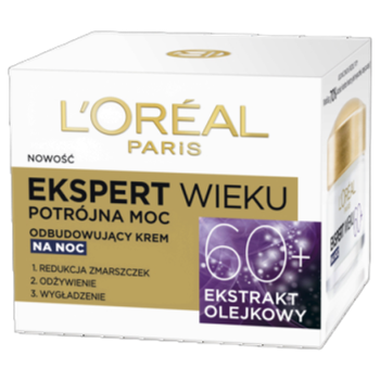 L'Oréal Paris Ekspert Wieku 60+ Przeciwzmarszczkowy krem odbudowujący na noc, pojemność 50 ml