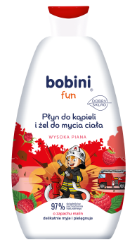 BOBINI Fun Płyn do kąpieli i żel do mycia Wysoka piana o zapachu malin 500ml