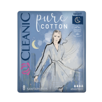 Cleanic Pure Cotton Podpaski na noc 8 szt.