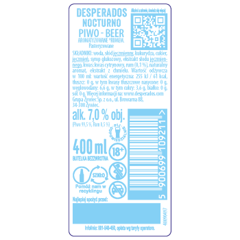 'Desperados Nocturno Piwo aromatyzowane rumem 400 ml