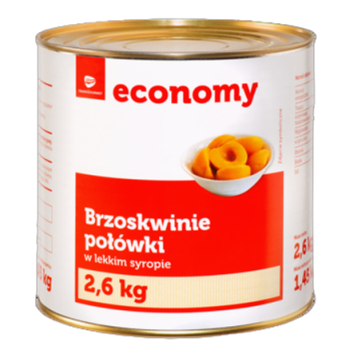 TGE Brzoskwinie połówki w lekkim syropie 2,6 kg