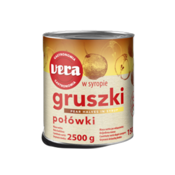 Gruszki połówki w syropie 2500/1500 g Vera