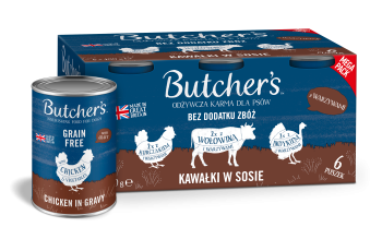 Butcher's Original Megapack Gravy, karma dla psa, mix smaków z warzywami, kawałki w sosie, 6x400 g
