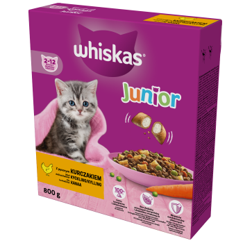 Whiskas Junior 2-12 miesięcy Sucha karma z kurczakiem 800 g