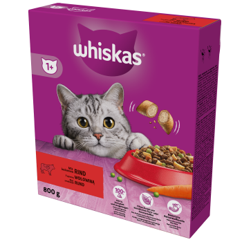 Whiskas 1+ Sucha karma z wołowiną 800 g