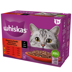 Whiskas Klasyczne posiłki 1+ Sos z wołowiną, z kurczakiem, z jagnięciną i z drobiem 1,02 kg (12x85 g)