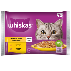 Whiskas Drobiowa uczta 1+ Galaretka z kurczakiem i z indykiem 340 g (4x85 g)
