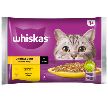 Whiskas Drobiowa uczta 1+ Sos z kurczakiem i z indykiem 340 g (4x85 g)