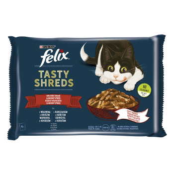 FELIX TASTY SHREDS Wołowina Kurczak (4x80g)