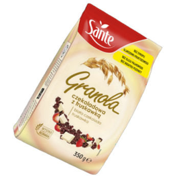 Granola z Białą Czekoladą i Truskawkami 350g Sante