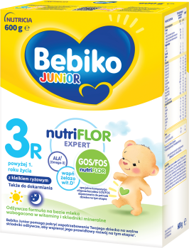 Bebiko Junior 3R NUTRIflor Expert Mleko z kleikiem ryżowym dla dzieci powyżej 1. roku życia 600 g