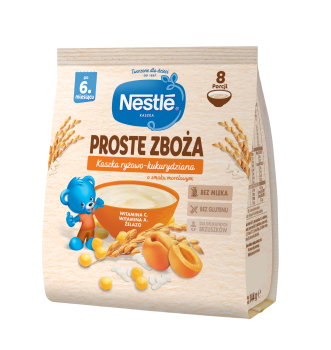 Nestlé Proste Zboża Kaszka ryżowo-kukurydziana o smaku morelowym 144g