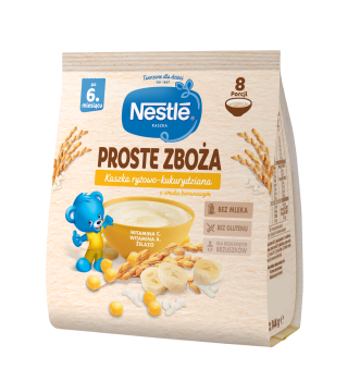 Nestlé Proste Zboża Kaszka ryżowo-kukurydziana o smaku bananowym 144g