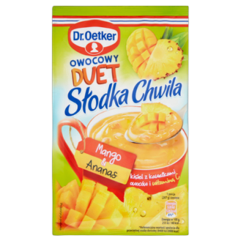Dr. Oetker Słodka Chwila Owocowy Duet Mango &amp; Ananas Kisiel z kawałkami owoców 32 g