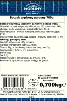Boczek wędzony parzony plastry 700g Morliny
