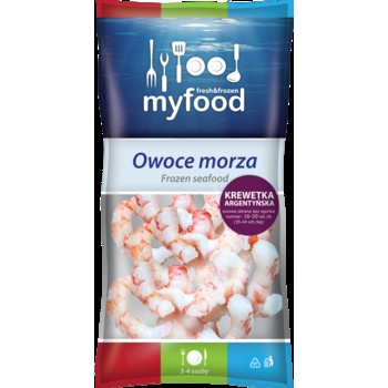 MyFood Krewetki argentyńskie (Pleoticus muelleri) surowe obrane z ogonkiem, produkt głęboko mrożony, rozmiar: 16-20 szt./lb , glazura: 10%, 450/500 g