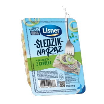 Śledzik na raz z dodatkiem cebuli bez konserwantów Lisner 100g