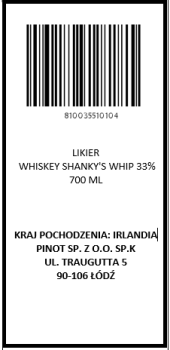 'Likier Whiskey Shanky's 33% 700 ML