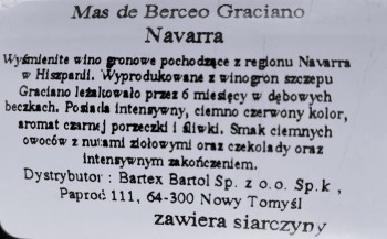 'Mas De Berceo Graciano Navarra 0,75 l wino gronowe, czerwone, wytrawne