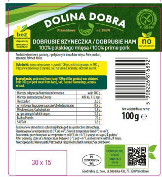 Dobrusie szyneczka 100% polskiego mięsa w plastrach 100g Dolina Dobra