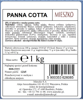 Panna Cotta 1kg Mieszko