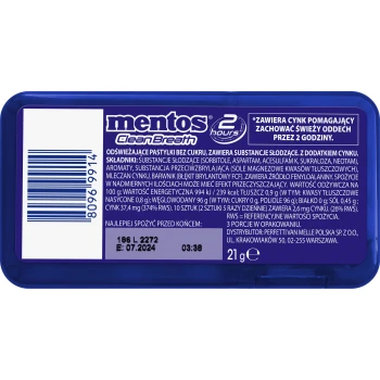 Mentos 2 Hours Clean Breath Peppermint 21g